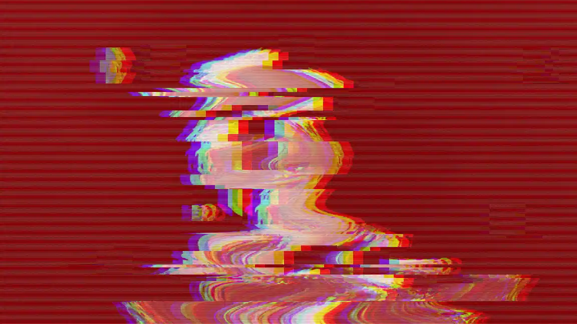 Basti Grub as a warped, glitching video portrait